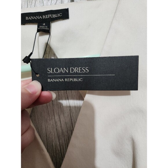 New Banana Republic Sloan Dress 4 Navy Colorblock Cutout Sheath V-Neck Old Money - Picture 5 of 14